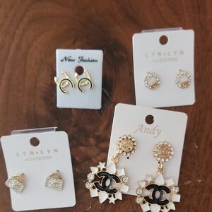 Fashion Jewelry Gold and Black Earrings Set